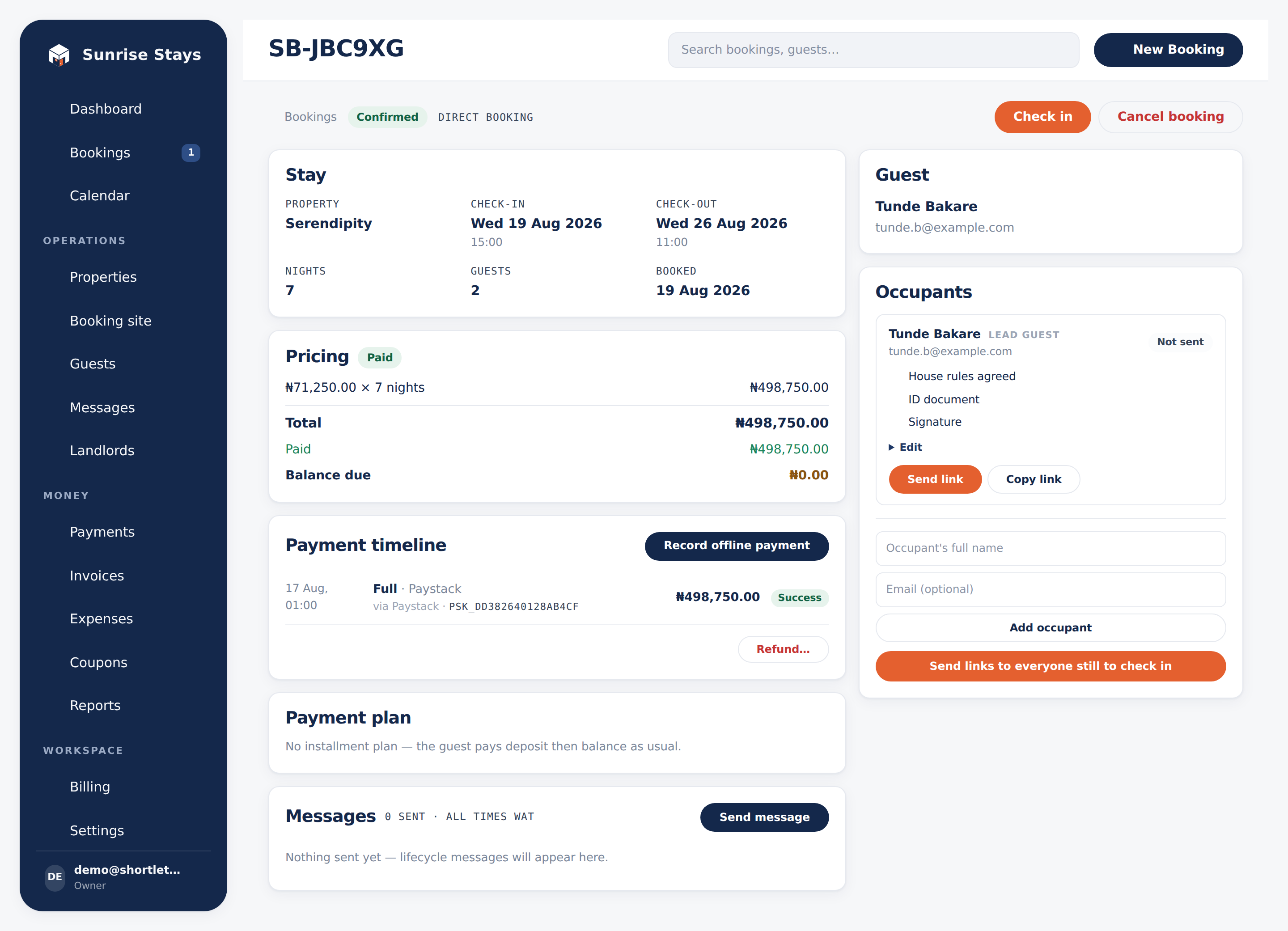 Booking detail