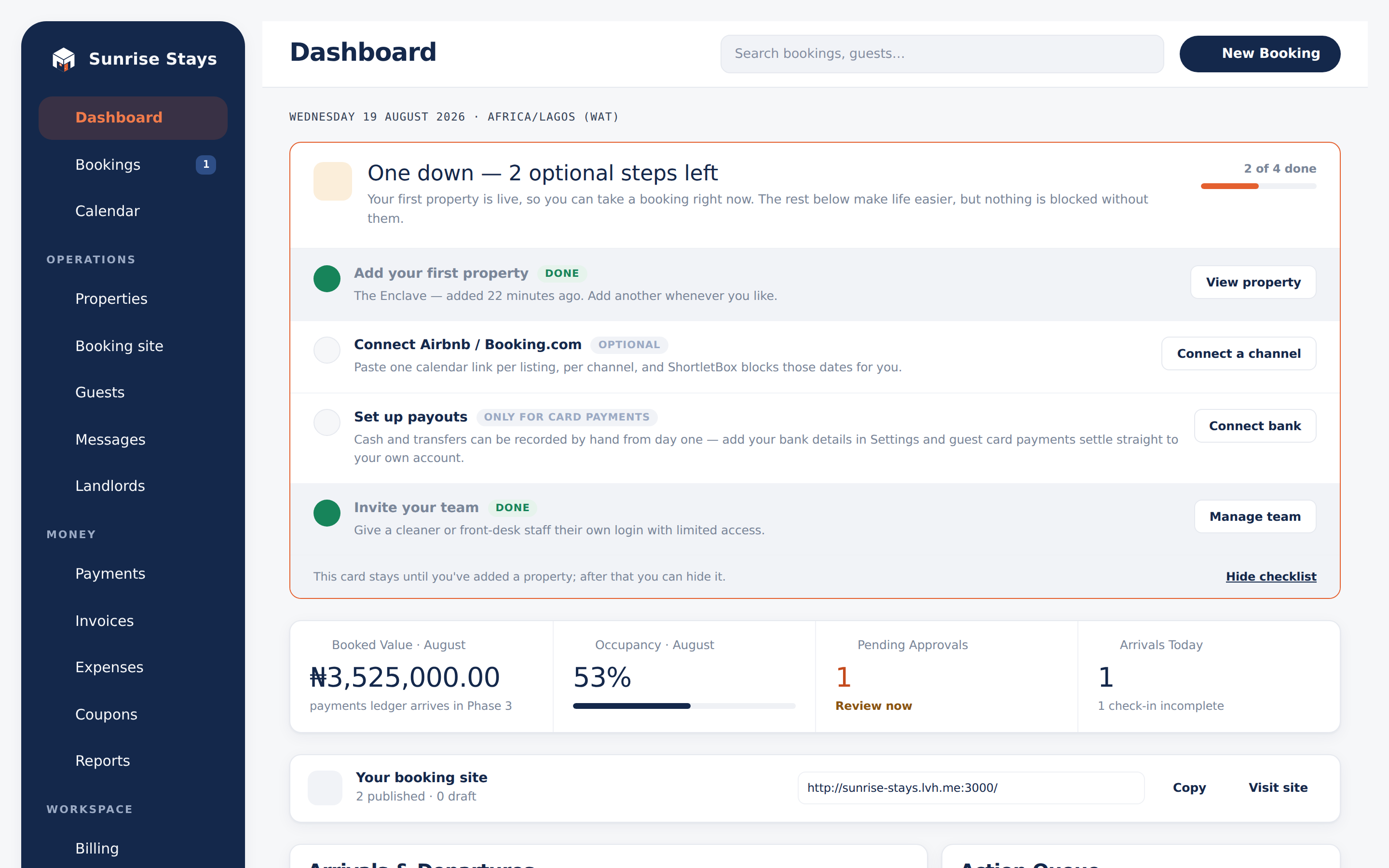 Admin dashboard
